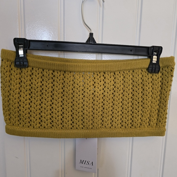 Misa Mustard Yellow Crochet Top NWT - Picture 3 of 5